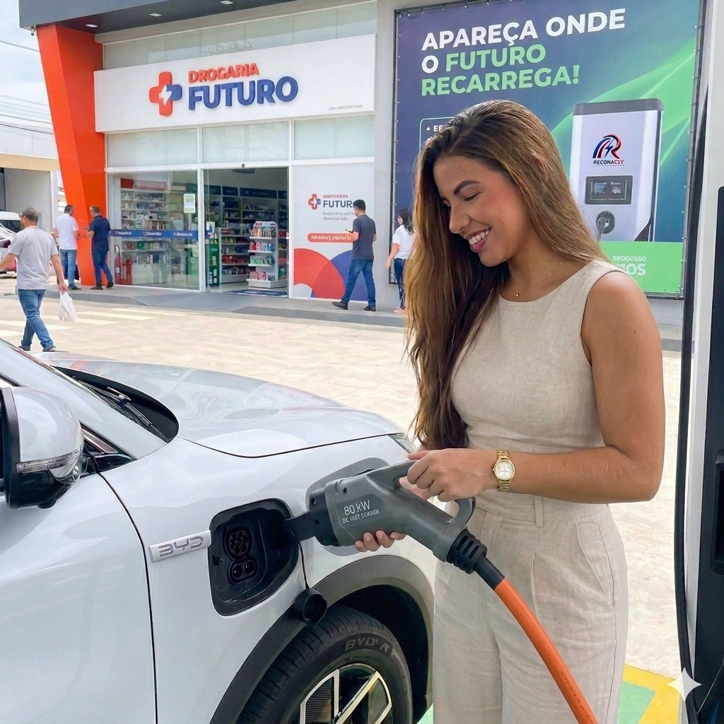 Carro elétrico carregando